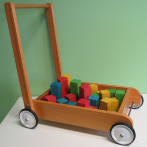 A015: Wooden Push cart with Blocks